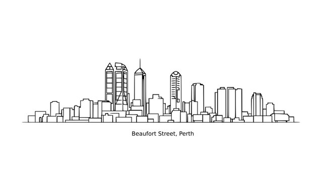 Beaufort Street Perth Cultural Dining District Vector Illustration