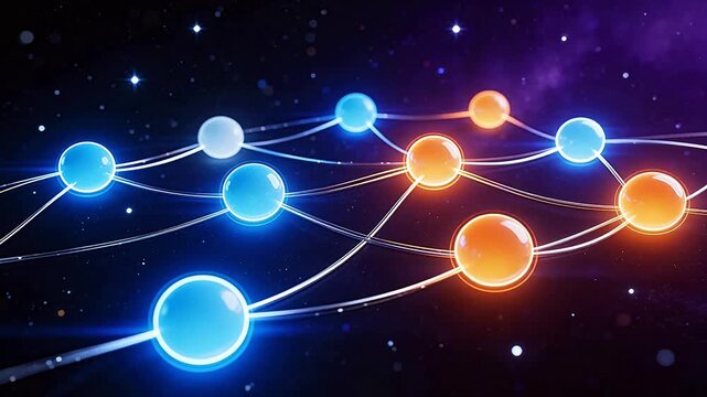 Abstract network of glowing spheres