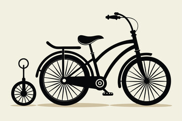 Silhouette illustration of a bicycle and unicycle for transportation and circus concept designs © Creative Graphic Des