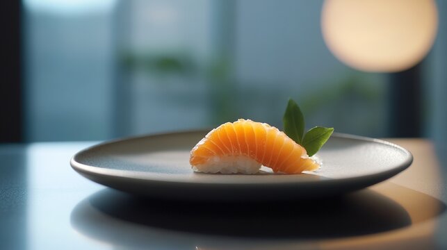 sudachi. A thin slice of green sudachi citrus beside grilled fish on a ceramic plate. menu design, packaging mockups, designed for culinary blogs and recipe cards for restaurants.