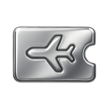 PNG Metallic airplane ticket icon.