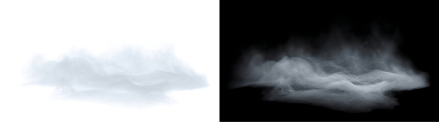 Low lying fog haze spreading horizontally with soft wispy layers close to the ground perfect for misty atmospheric visuals in PNG, Transparent and Black Background Versions for creative design use © Crafter