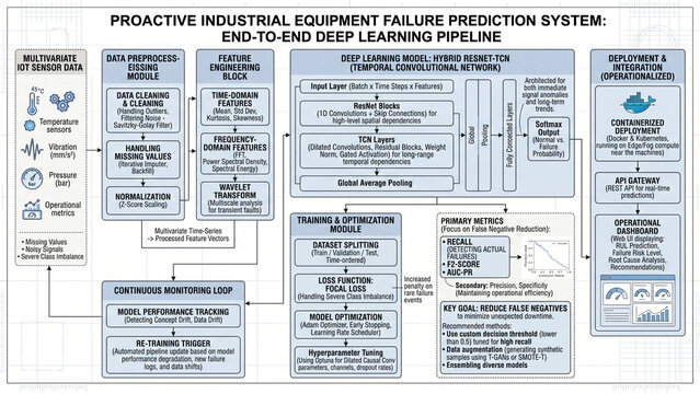 Proactive industrial equipment failure prediction system end to end deep learning pipeline with multivariate IoT sensor data and hybrid ResNet TCN model for real time monitoring