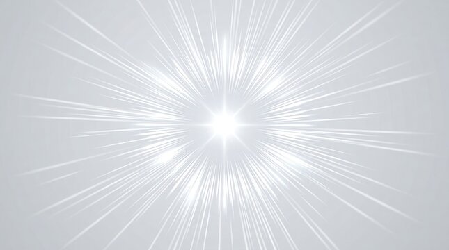 Radiant starburst effect abstract white light explosion with dynamic rays for digital design