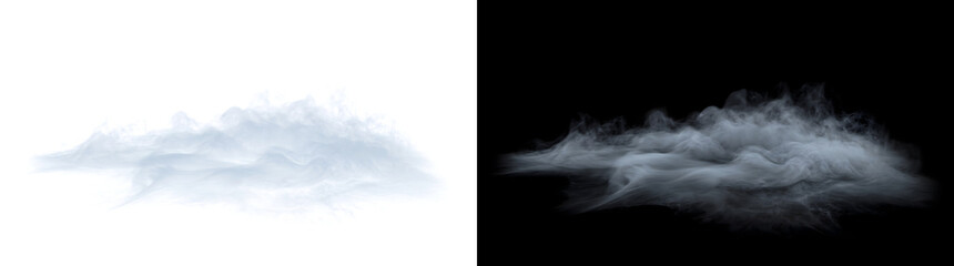 Wispy blue smoke cloud drifting horizontally with soft cool toned billows perfect for cinematic overlay designs in PNG, Transparent and Black Background Versions for creative visual use © Crafter