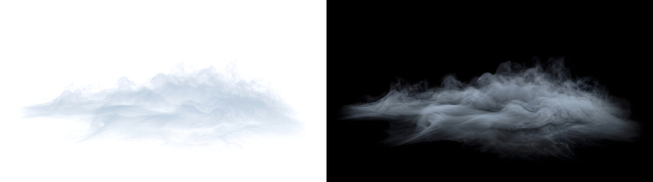 Wispy blue smoke cloud drifting horizontally with soft cool toned billows perfect for cinematic overlay designs in PNG, Transparent and Black Background Versions for creative visual use