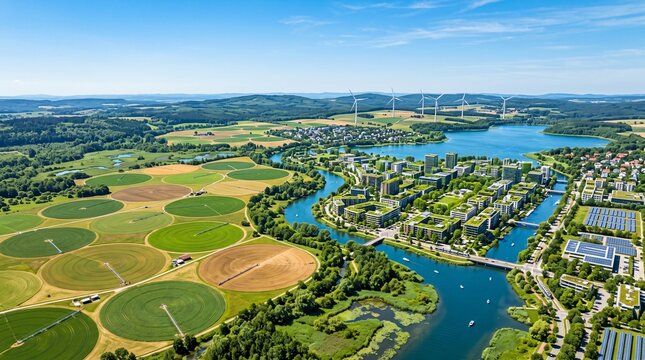 Sustainable Circular Economy Landscape with Eco City and Renewable Energy