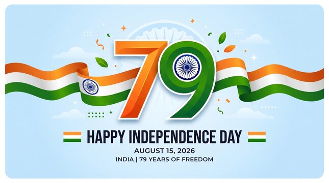 79th Happy Indian Independence Day Celebration Banner Template Design vector illustration