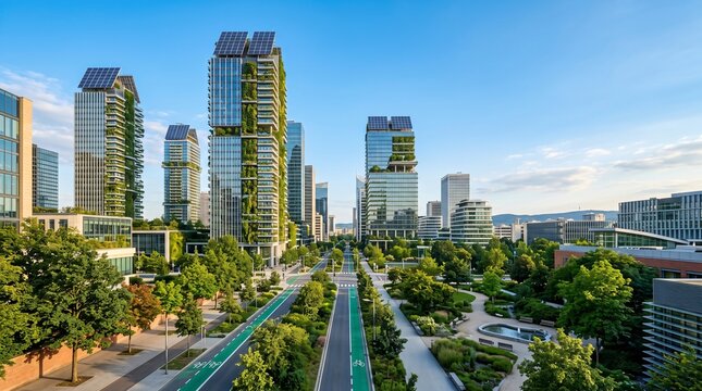 Corporate ESG Business District with Clean Air and Green Innovation