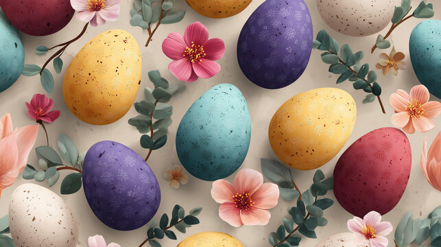 easter eggs seamless pattern