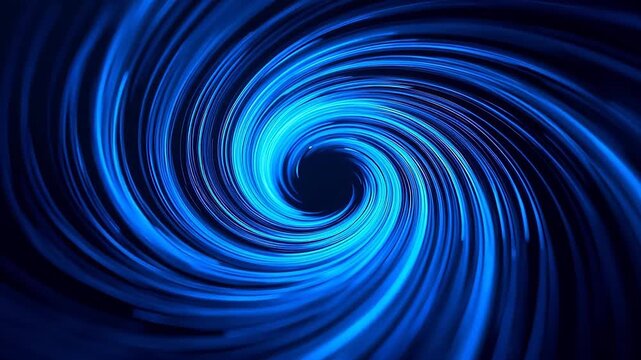 Blue neon spiral light pattern