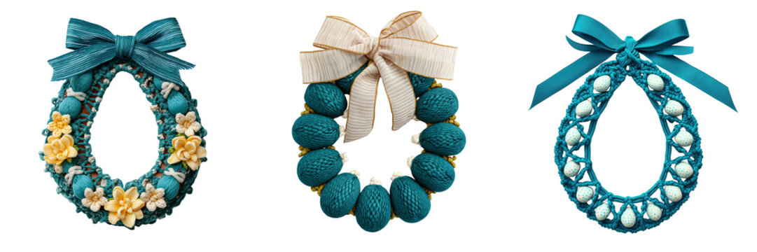 Set of hick braided cotton rope necklace with contemporary artisan craftsmanship premium textile jewellery on transparent png background. Ai generated