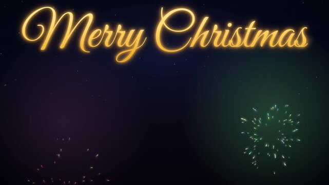 Merry Christmas Sparkler Greeting with Massive Colorful Firework Explosion