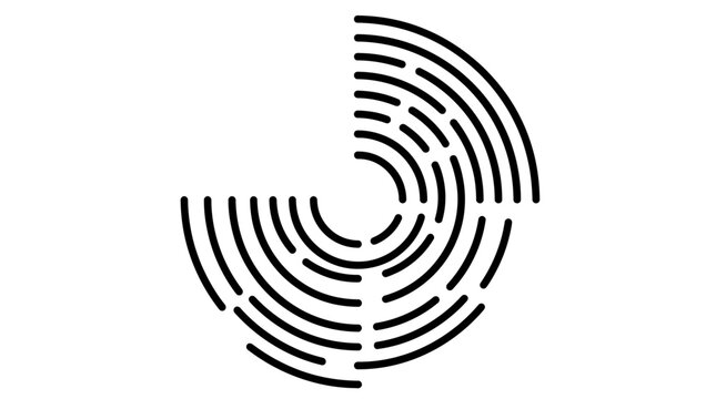 Abstract geometric black and white vector element of concentric dashed circles
