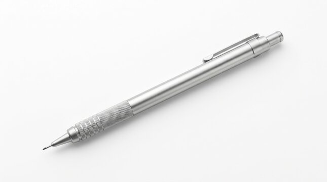 Silver Mechanical Drafting Pencil on White Background
