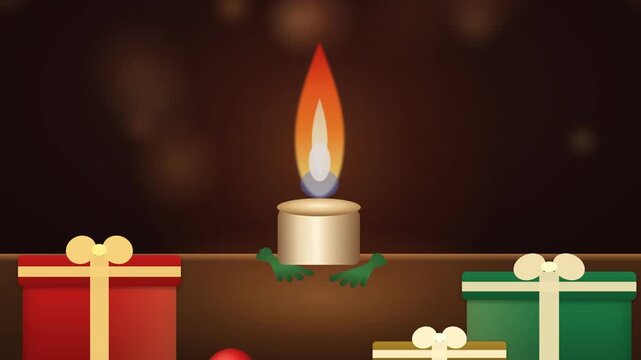 Pullback Reveal from Candle to Festive Table Setting and Sparkler Text