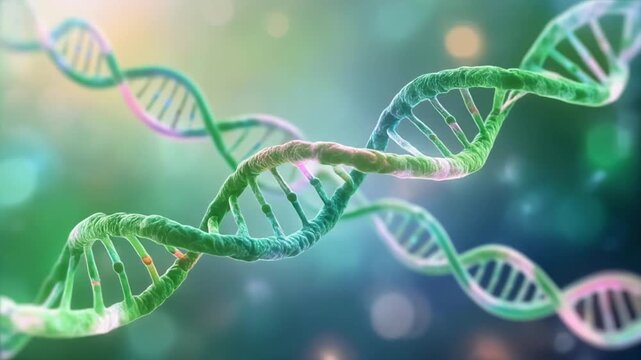 Close-up 3D Rendering of DNA Double Helix Structure in Scientific Environment with Molecular Detail and Soft Lighting