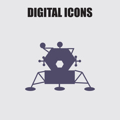 Lunar lander space exploration icon with exploration spaceship aerospace © KH