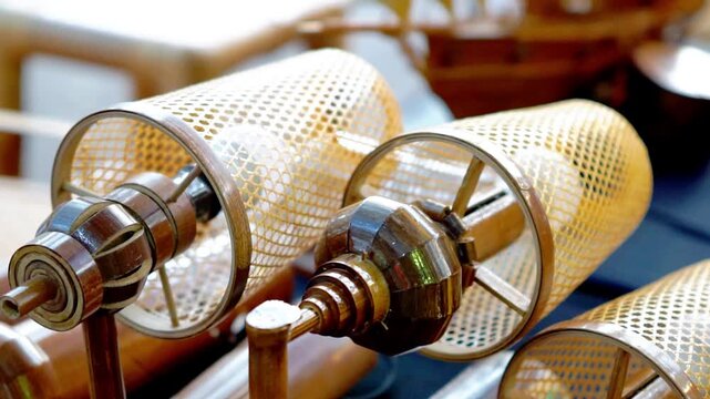 Decorative lamp made of woven bamboo. An eco-friendly material.