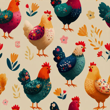 Chicken seamless pattern