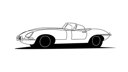 Fototapeta premium Classic sports car line drawing white background.