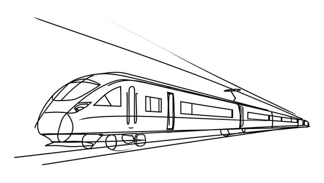 Modern high speed train illustration white background.