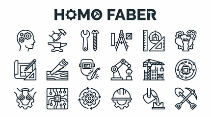 Fototapeta premium Homo Faber Icons: Innovation, Industry, Engineering, Craftsmanship