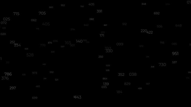 animated floating numbers counting up and down with upward motion abstract data background loop.