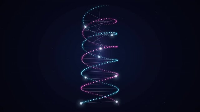 Glowing 3D Particle Helix DNA Structure Animation