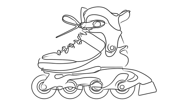 Rollerblade skate line art white background.