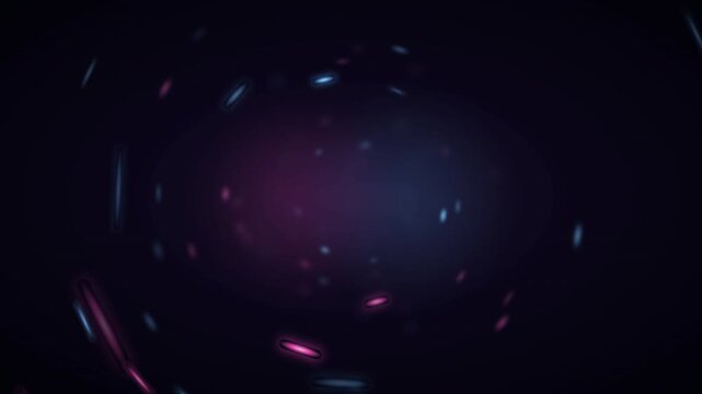 Extreme Close-up of High-Speed Interacting Neon Particle Swirls