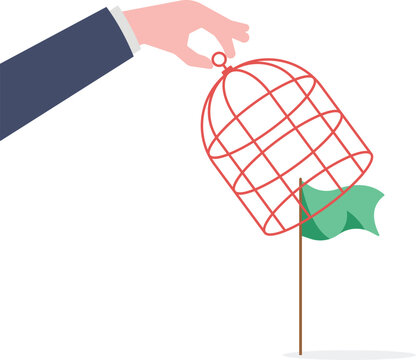Hand placing a cage over a flag