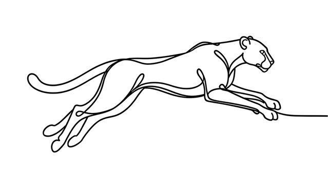 Running cheetah illustration on white background.