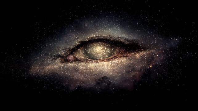 A glowing constellation forming the shape of an open eye in the night sky.(2)