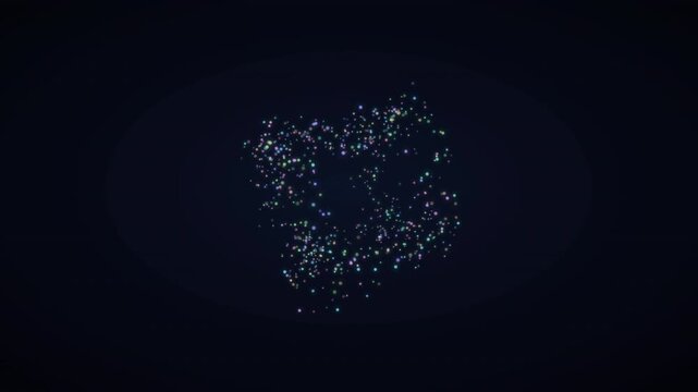 Shattering Geometric Neon Cube Exploding into Slow-Motion Particles