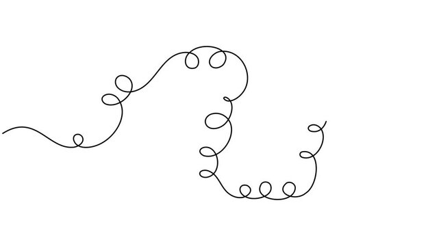 Continuous one seamless squiggle and messy line motion graphics on white background minimalist single art decoration and overlay organic social media projects animation video
