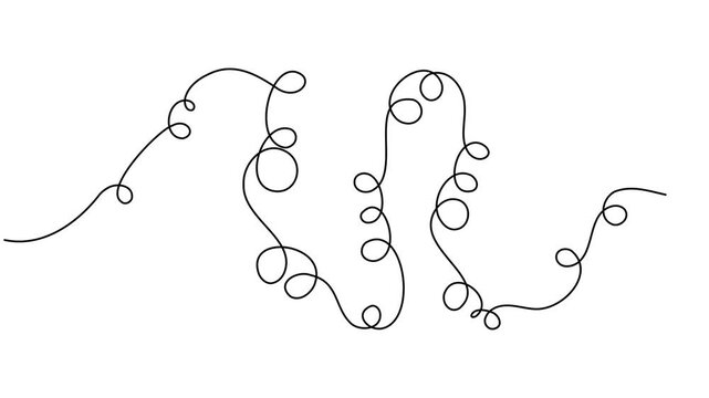 Continuous one seamless squiggle and messy line motion graphics on white background minimalist single art decoration and overlay organic social media projects animation video