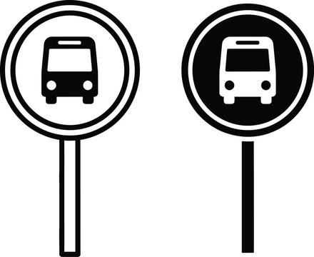 Bus stop sign editable vector icon flat design minimal premium symbol illustration eps10 for transportation graphics