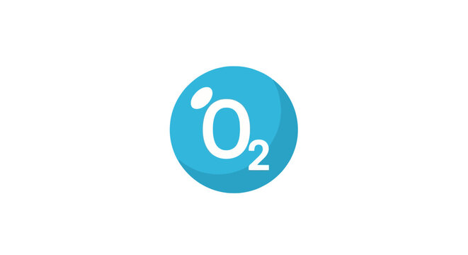 Clean Oxygen Molecule Icon on Blue Bubble Vector