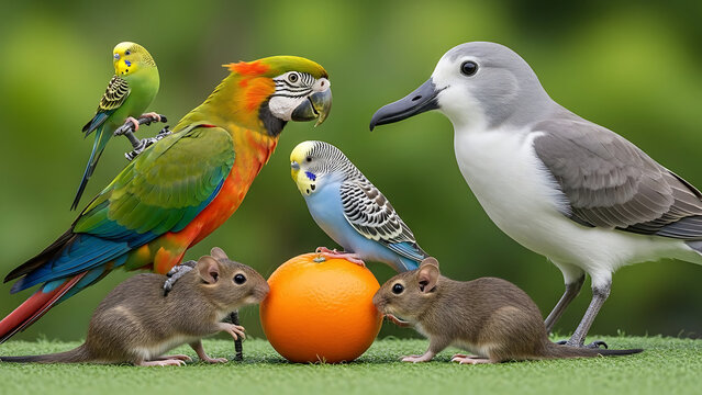 Group of Diverse Pets Together