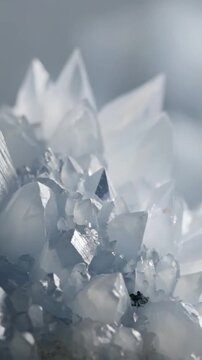 A close-up shot of beautiful light blue crystal minerals