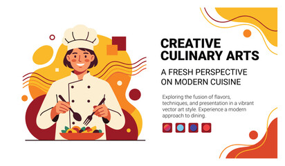 Fototapeta premium Culinary Arts Celebration Chef Presenting Modern Cuisine Abstract Design