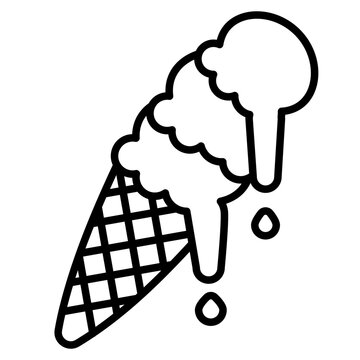 Summer Line Ice Cream Cone Icon