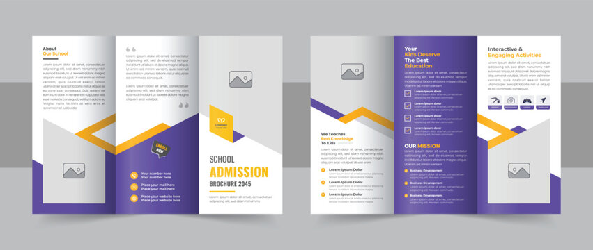 Academic school trifold brochure design vector with admission details template