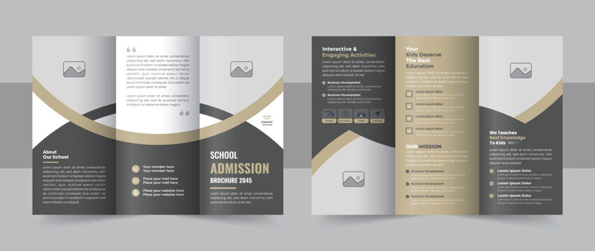 Modern school admission trifold brochure design template for elementary education