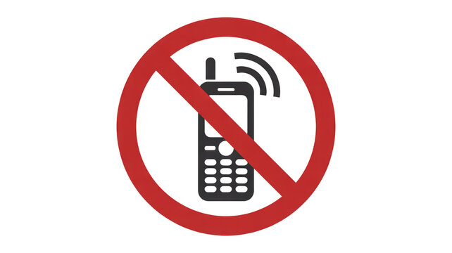 No mobile phones allowed warning sign icon with red prohibited symbol and smartphone