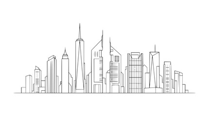 Fototapeta premium Minimalist city skyline continuous line art vector illustration