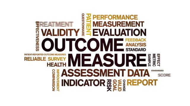Outcome Measure animated word cloud-text design animation tag kinetic typography seamless loop.