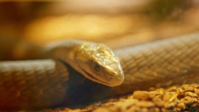 Black mamba snake flicking its forked tongue