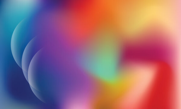 abstract vector background featuring layered translucent glass spheres blended with vibrant blue, purple, orange, red, pink, yellow, and green gradients. soft blur and luminous lighting create a futur
